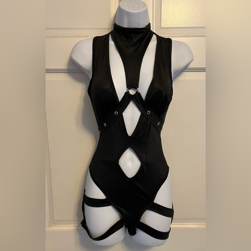 Cosplay Black Strappy Bodysuit